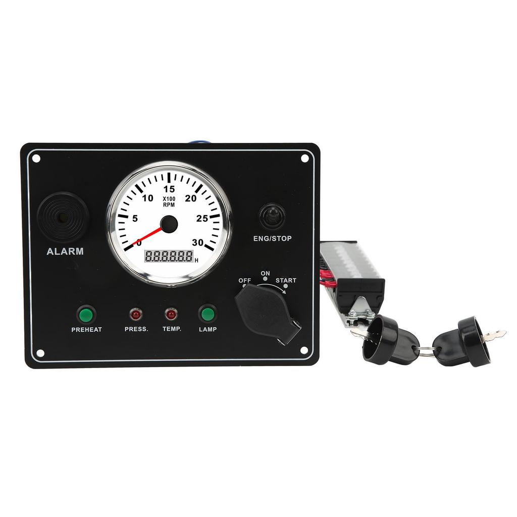 Multifunction Tachometer Panel 3000RPM Oil Pressure Water Temperature Alarm Engine Gauge Panel 12V