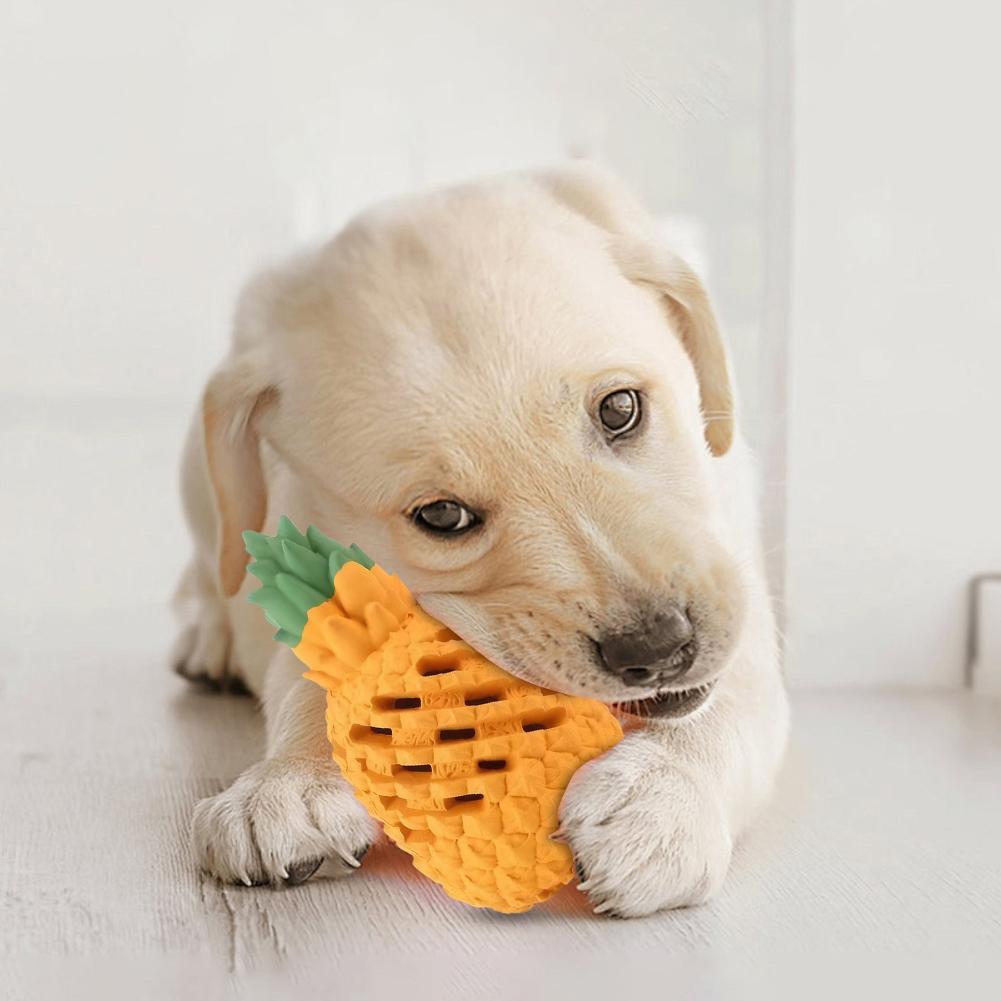 Yellow Pineapple Dog Chew Toy Reusable Dog Cat Toy Teething Chew Ball Rubber Interactive Toy Dental Clean Puzzle Toy Pet Supplie