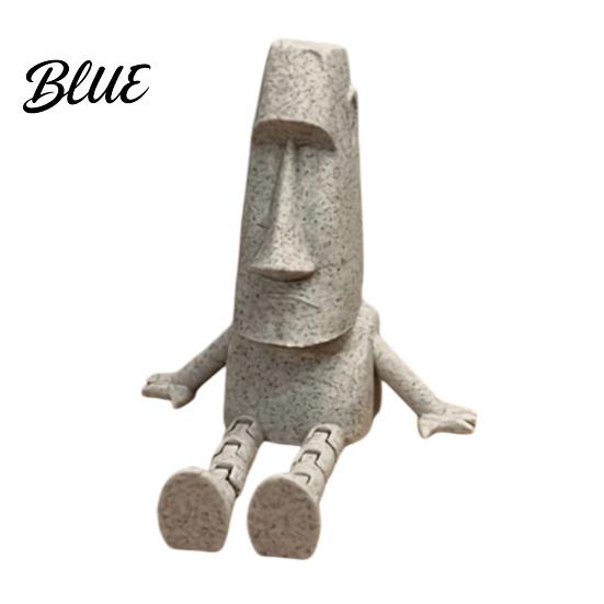 One-piece Molded Moai Figure 3D Printed Articulated Statue Ornament, Movable Joints Figurine, Stable Stone Joint Texture Sculpture for Desktop Living