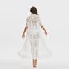 European & American Lace Mesh Embroidery Beach Cover-up Bikini Sunscreen Cardigan for Women.