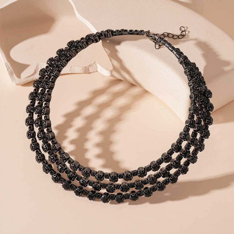 Exaggerated multi-layer diamond round geometric collar Personalized Internet celebrity necklace