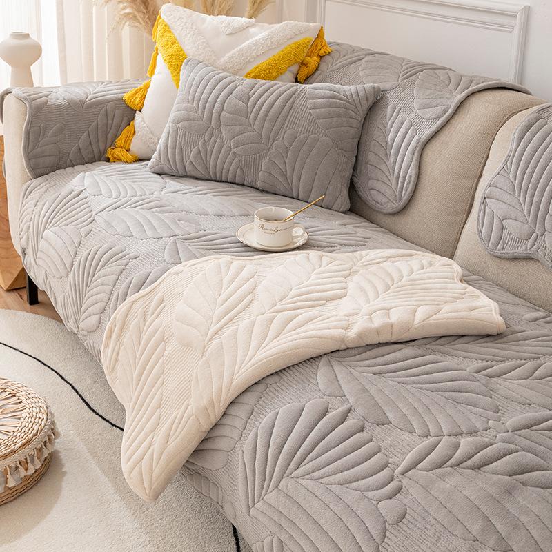 Cream Velvet Retro Living Room Sofa Cushion Plush Sofa Cover Autumn and Winter Four Seasons Sofa Towel Cover Cloth Cushion