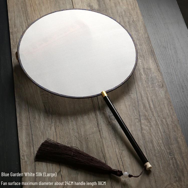 Vintage Silk Hand-Painted Gongbi Fan - Classic Chinese Round Palace Design