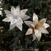 Glitter Artificial Poinsettia Flower 29CM Simulation Flowers Sequins Flower  Christmas Decoration
