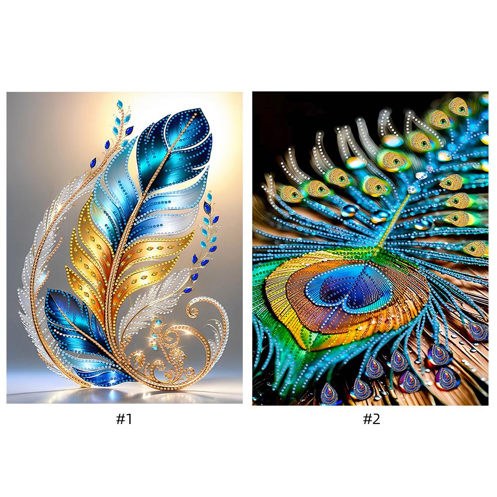 

5D DIY Частичный набор для алмазной живописи со сверлом особой формы Украшение пером # GSYX484