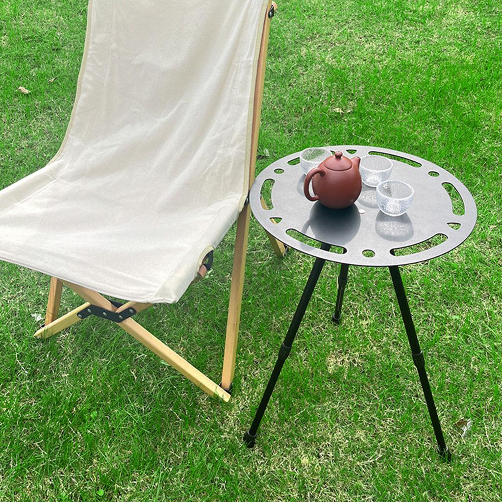 Outdoor Folding Small Round Table Portable Height Adjustable Aluminum Alloy Lightweight Foldable Round Camping Table