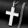Christian Checkered Jesus Cross Pendant Necklace for Man Women Stainless Steel Gold Color Amulet Faith Hip Hop Chain Jewelry
