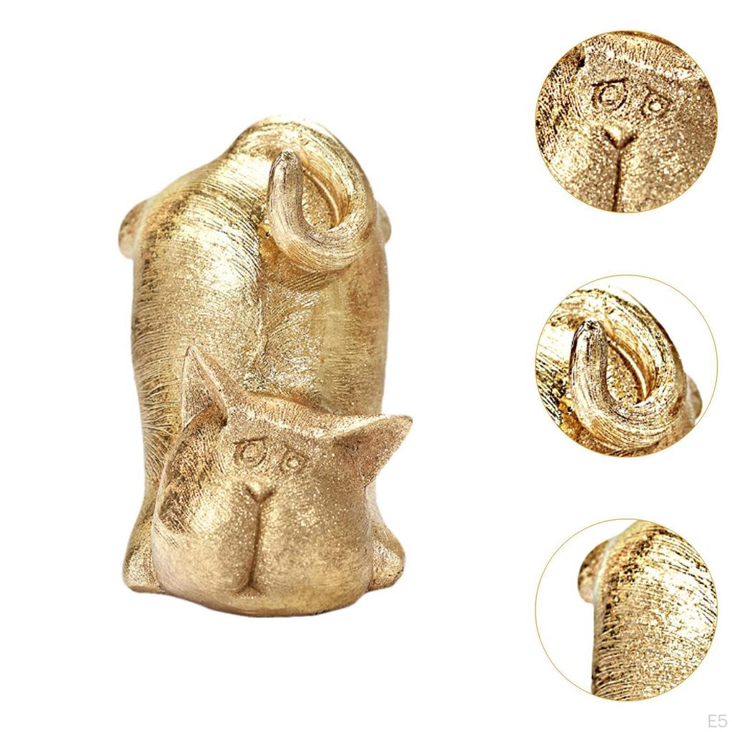 Cat Statue Animal Figurine Decor Holiday Decoration Resin Sculpture Desktop Ornament for Indoor
