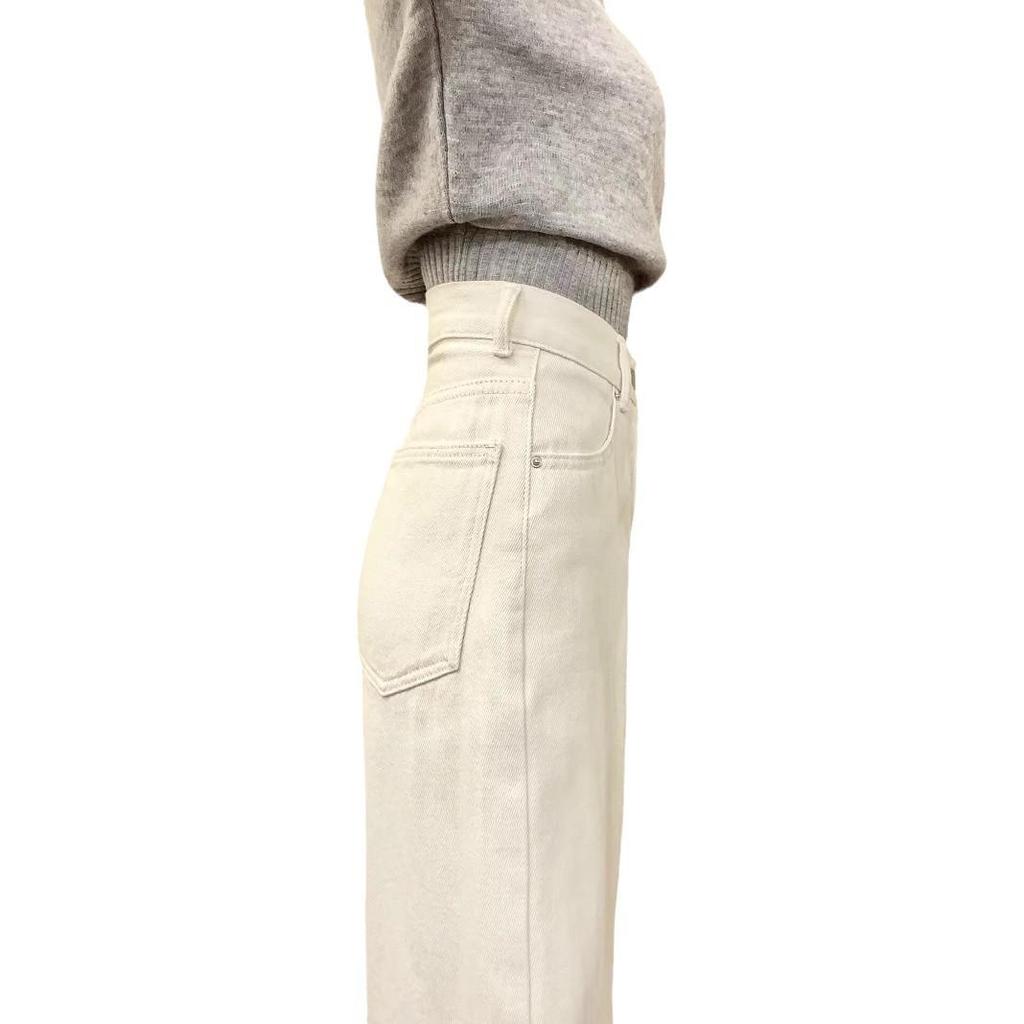 White High-Waist Wide-Leg Jeans for Women - Spring/Summer Loose Fit, Slimming Straight-Leg, Floor-Length Pants