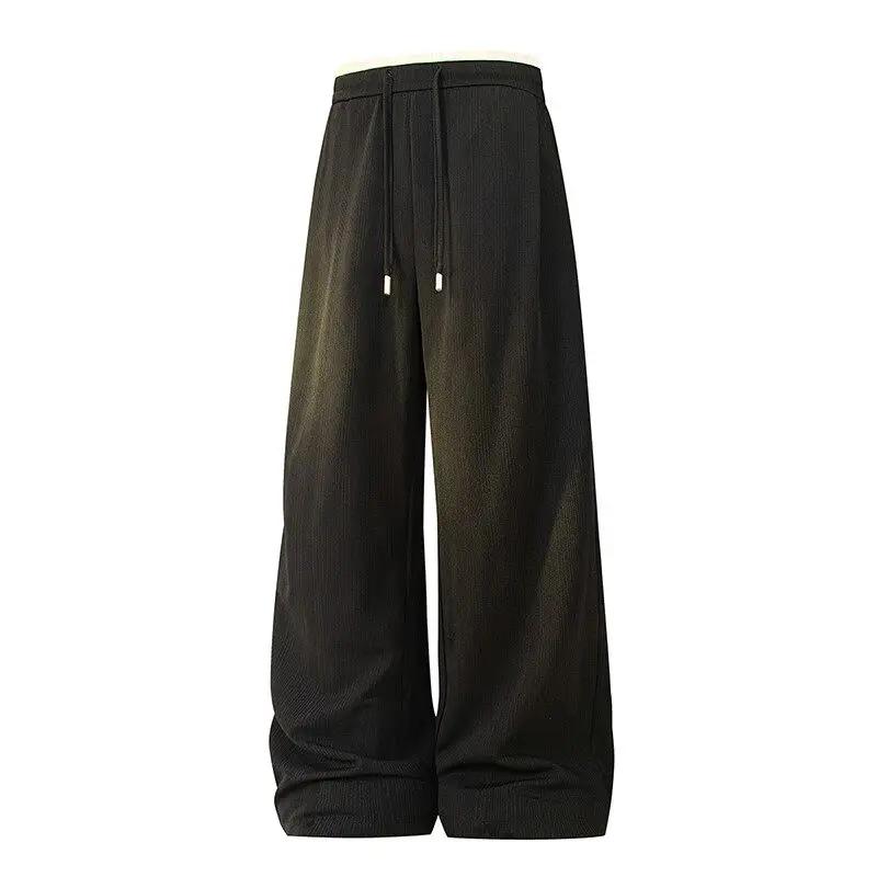Spring Men Fashion Casual Long Pants Loose Straight Trousers Men Breathable Thin All Match Daily Pants Solid Color Streetwear Bottoms