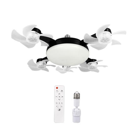 Ventilatore da Soffitto con Luce 3/4/5 Pale e Telecomando, 2-in-1 LED Silenzioso tipo Drone per Ventilazione Soggiorno, Pale Pieghevoli, 3 Velocità Dimmerabile, Attacco E27 per