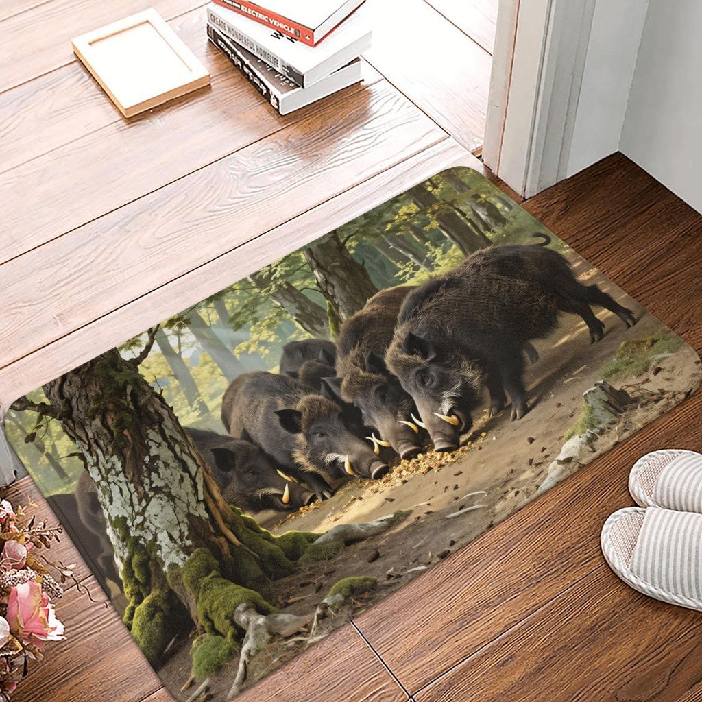 Psychedelic 3D Snow Wolf Animal Floor Door Bath Kitchen Mats Anti-Slip Indoor Wolf Lover Doormat Toilet Entrance Carpet Rug