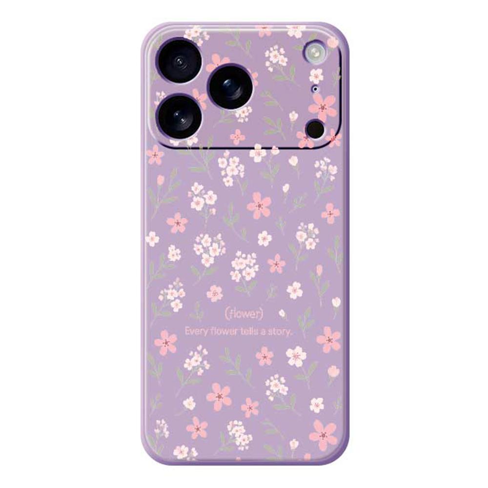 

For iPhone 17 Pro Max Case Small Flower Pattern Printing Straight Edge TPU Phone Back Cover Purple