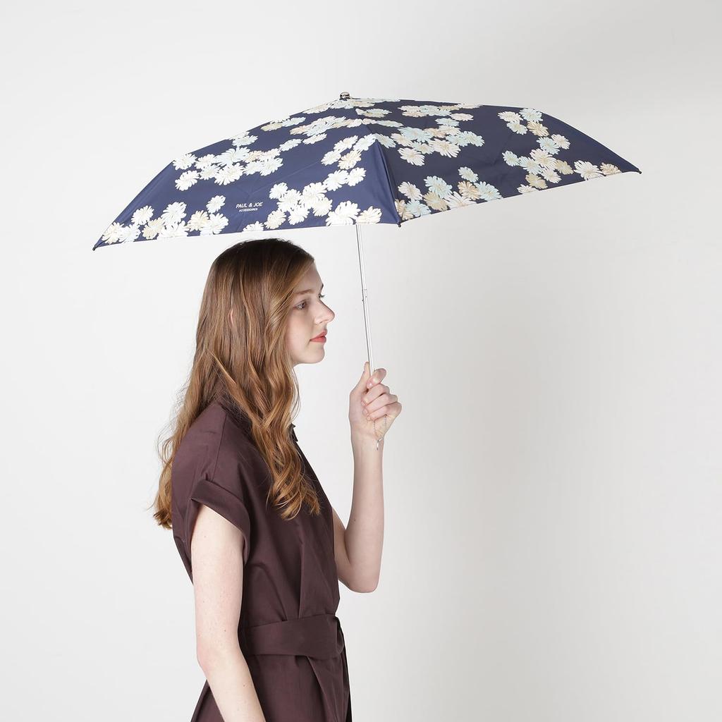 PAUL JOE ACCESSOIRES Folding UV Heat Suitable for Sunny and Rainy Chrysanthemum 12479 Chrysanthemum Navy & (Paul & Joe) Parasol, 100% Protection,