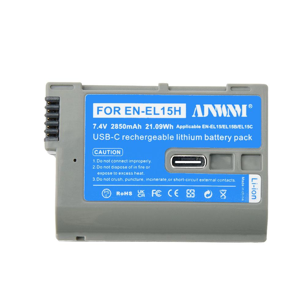 AJNWNM EN-EL15C EN-EL15B EN-EL15 Battery with Type-C Port for Nikon Z5 D850 Z6 Z7 D780 D750 D800 D810 D7000 D7500 Z6 Ii V1 Camera