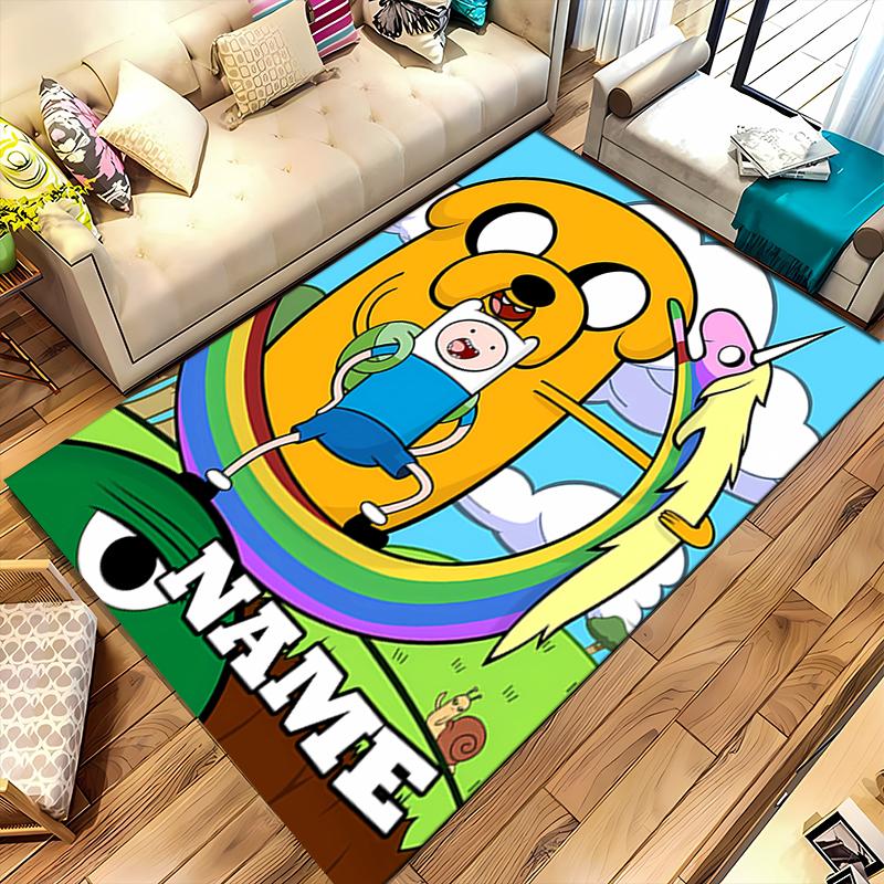 Custom Personalization Adventure Time Area Rug - Perfect For Kitchen, Bathroom,Laundry Room Decor Large Size Available,Gift All Seasons