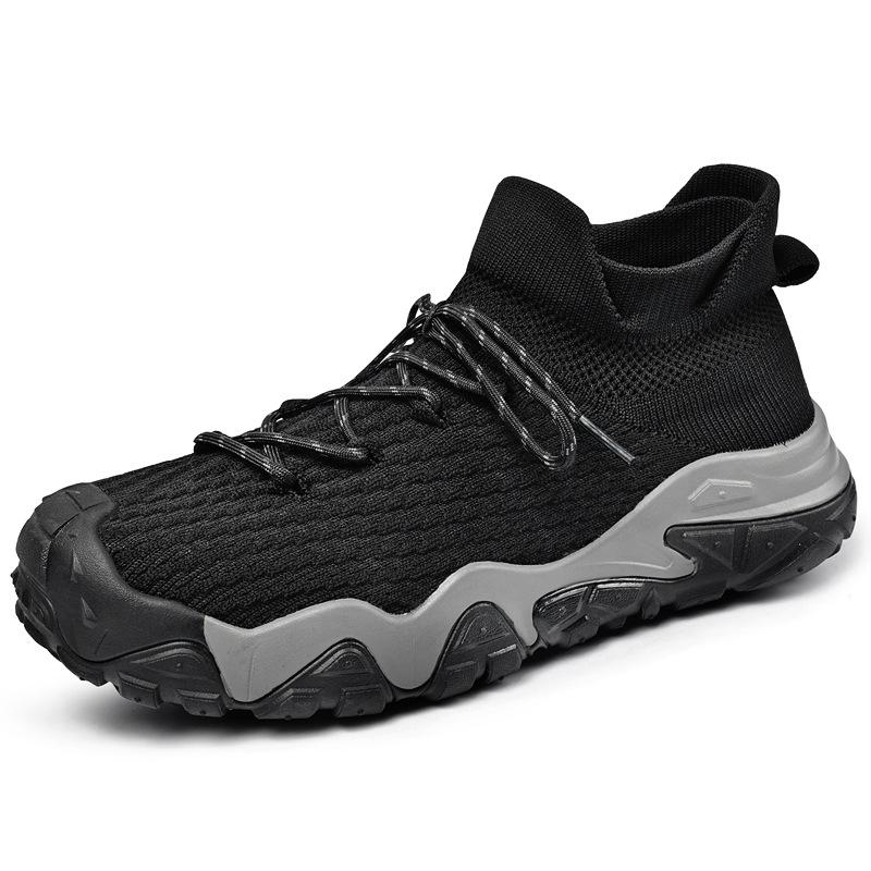 2025 fashion men's casual shoes flying woven shoes outdoor romantic line men's shoes breathable socks mouth hiking shoes