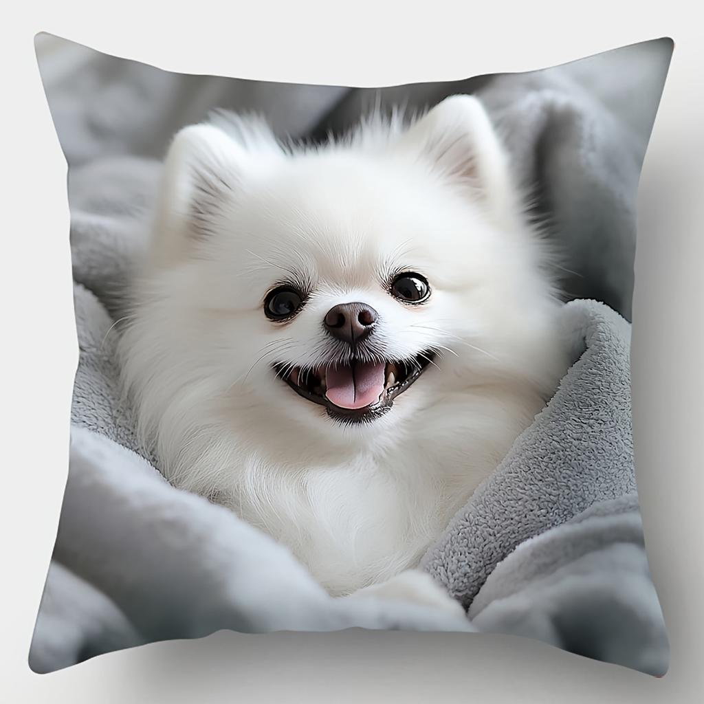 1/4Pc Pillow Covers Featuring Pomeranian Dog Theme, Comfortable And Smooth Pillowcase Square Cushion Case Polyester Home Decor