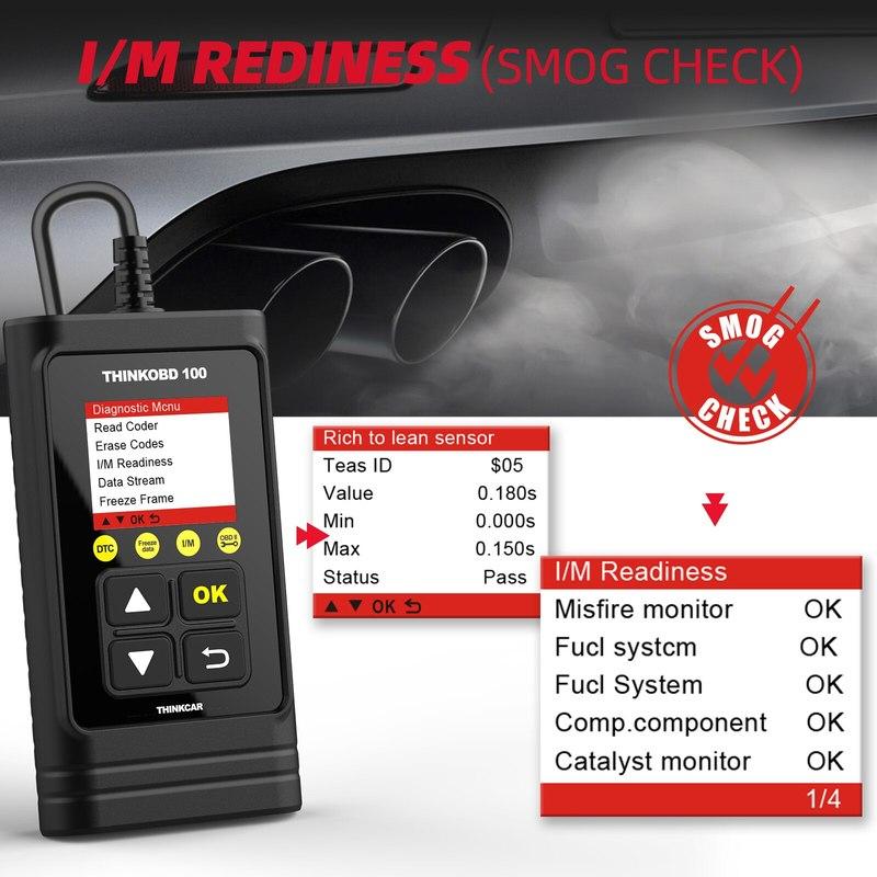 THINKCAR THINKOBD 100 Auto OBD2 skener Čtečka chybových kódů auta Vymazání kódu Test emisí 10 režimů OBD 2 funkce Autodiagnostika