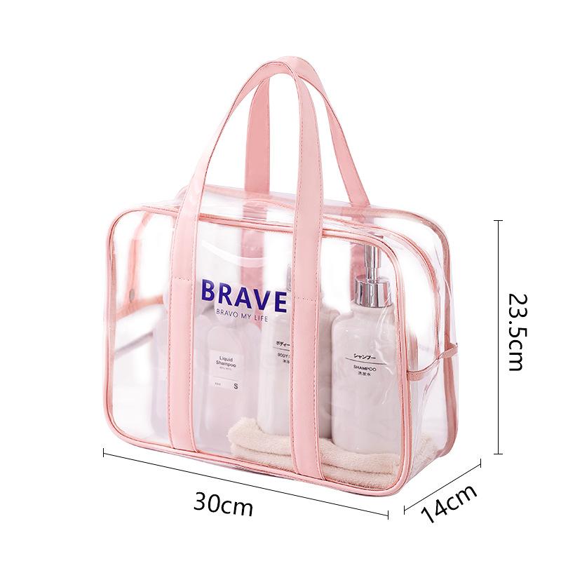 

Simple PVC Transparent Fitness Training Bag Lightweight Waterproof Wash Bag Large Capacity Shoe Storage Beach Handbag Sports розовый