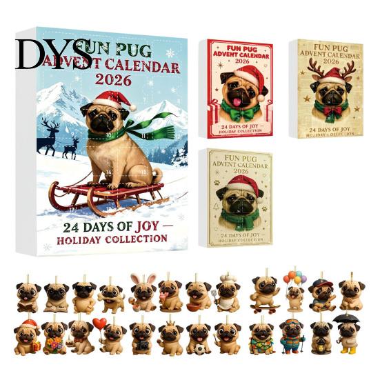 Christmas Box 2026 Advent Calendar, 24 Days Countdown Calendar with 2D Acrylic Holiday Dog/Horse/Cat/Animals Pendants, Mini Animal Hanging Ornaments