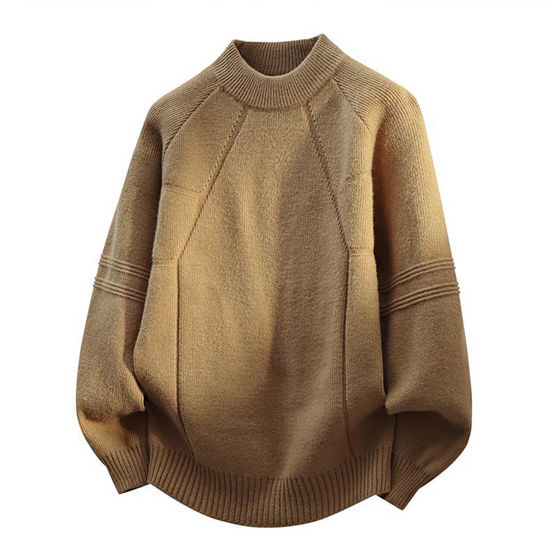 2025 Winter Men s Round Neck Loose Knit Pullover - Young Fashion Casual Base Layer L хаки
