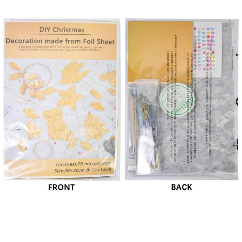 70 mm tjock Guld Folie Konst Relief DIY Jul Guld Silver Dekorativt Hänge Kombination Tenn Folie Papper Hantverk Syverktyg Set