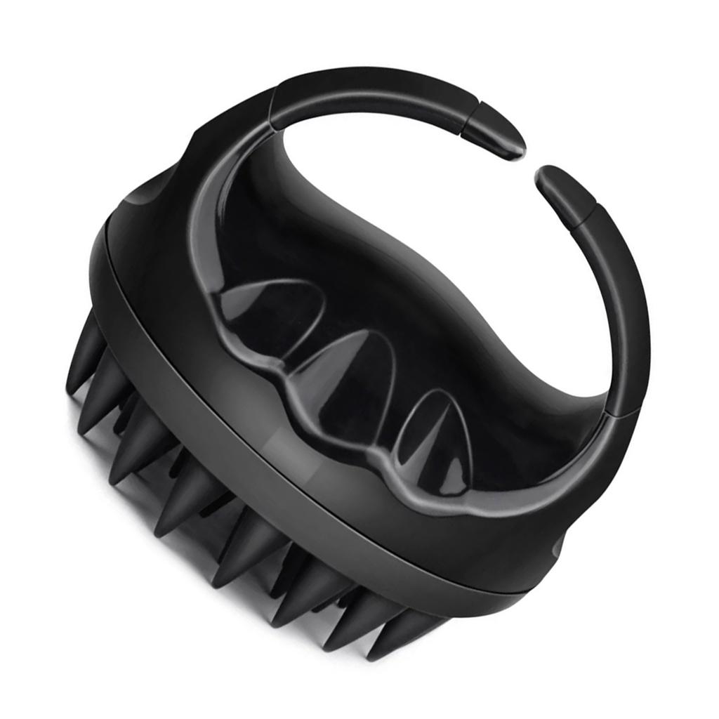 Shampoo Brush Portable Soft Silicone Wet Dry Dandruff Removal Scalp Massager Scrubber for Hair Care Black