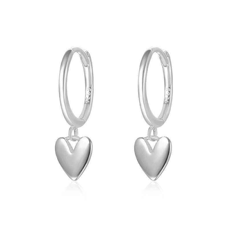 Sterling Silver Glossy Heart-Shaped Earring Backs for Women - Simple Layered Design