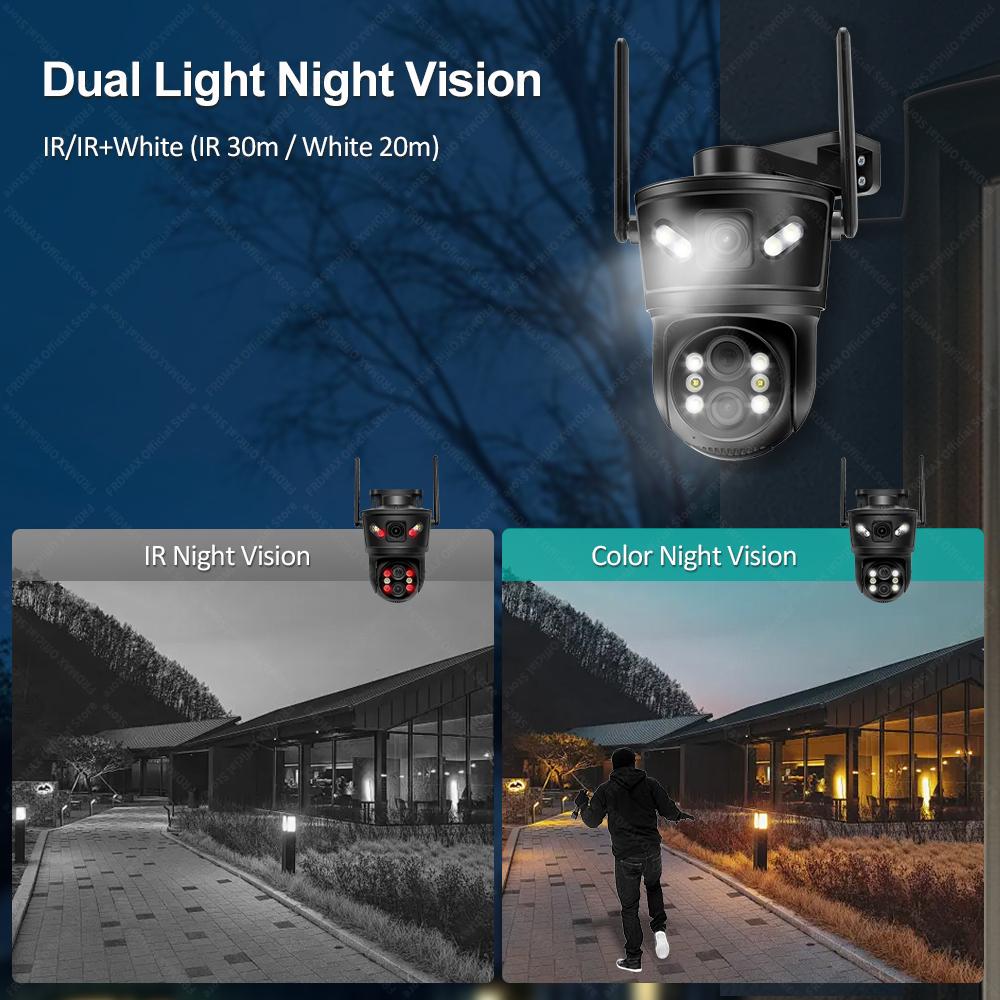 12MP 6K WiFi IP 10X Zoom Three Lens Outdoor PTZ Camera Auto Tracking 4K Video Surveillance Security Protection