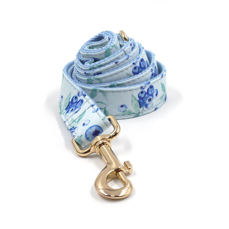 Blueberry Print Pet Dog Leash with Gold Buckle S: 2*110cm