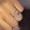 Crescent Moon Star Zircon Open Rings Engagement Wedding Rings for Bride Princess