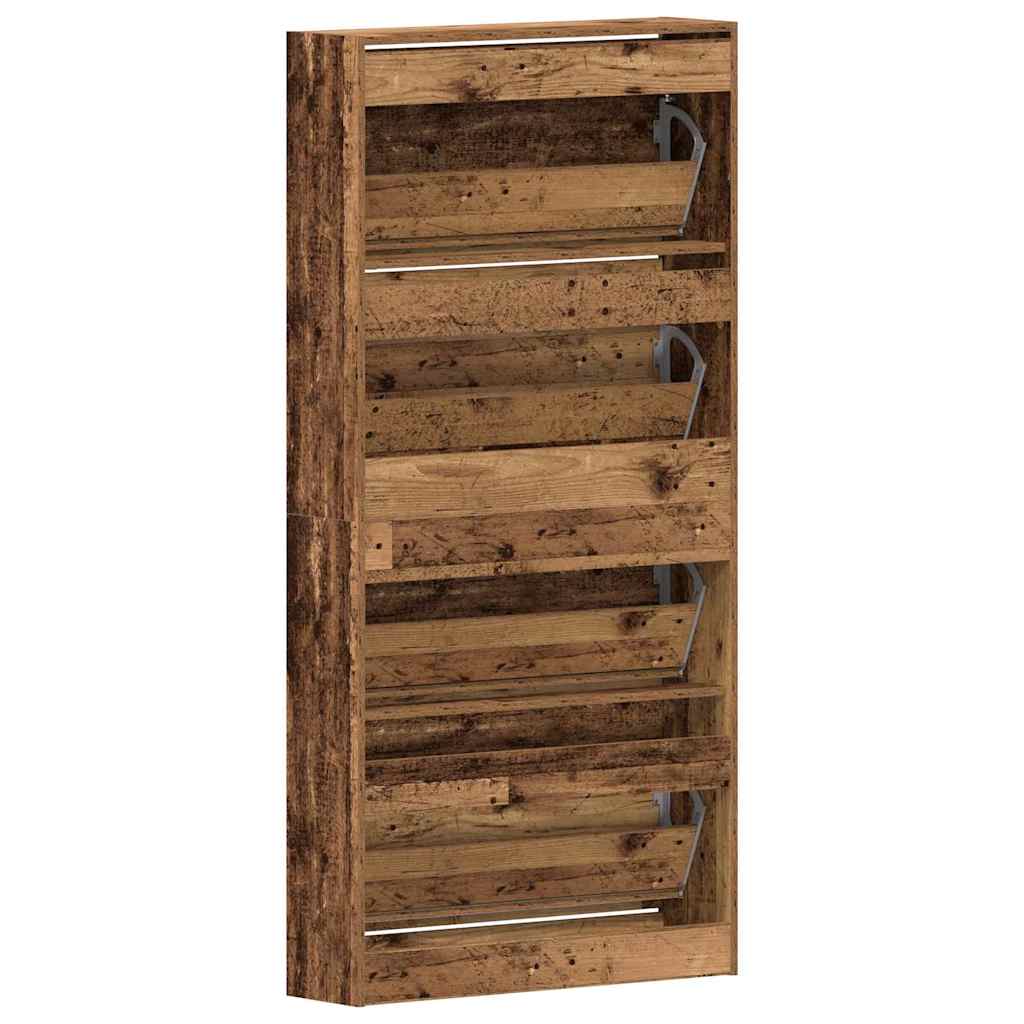 Shoe Cabinet with Shelf Rustic Wood Style 80 x 21 x 163.5 cm Engineered Wood