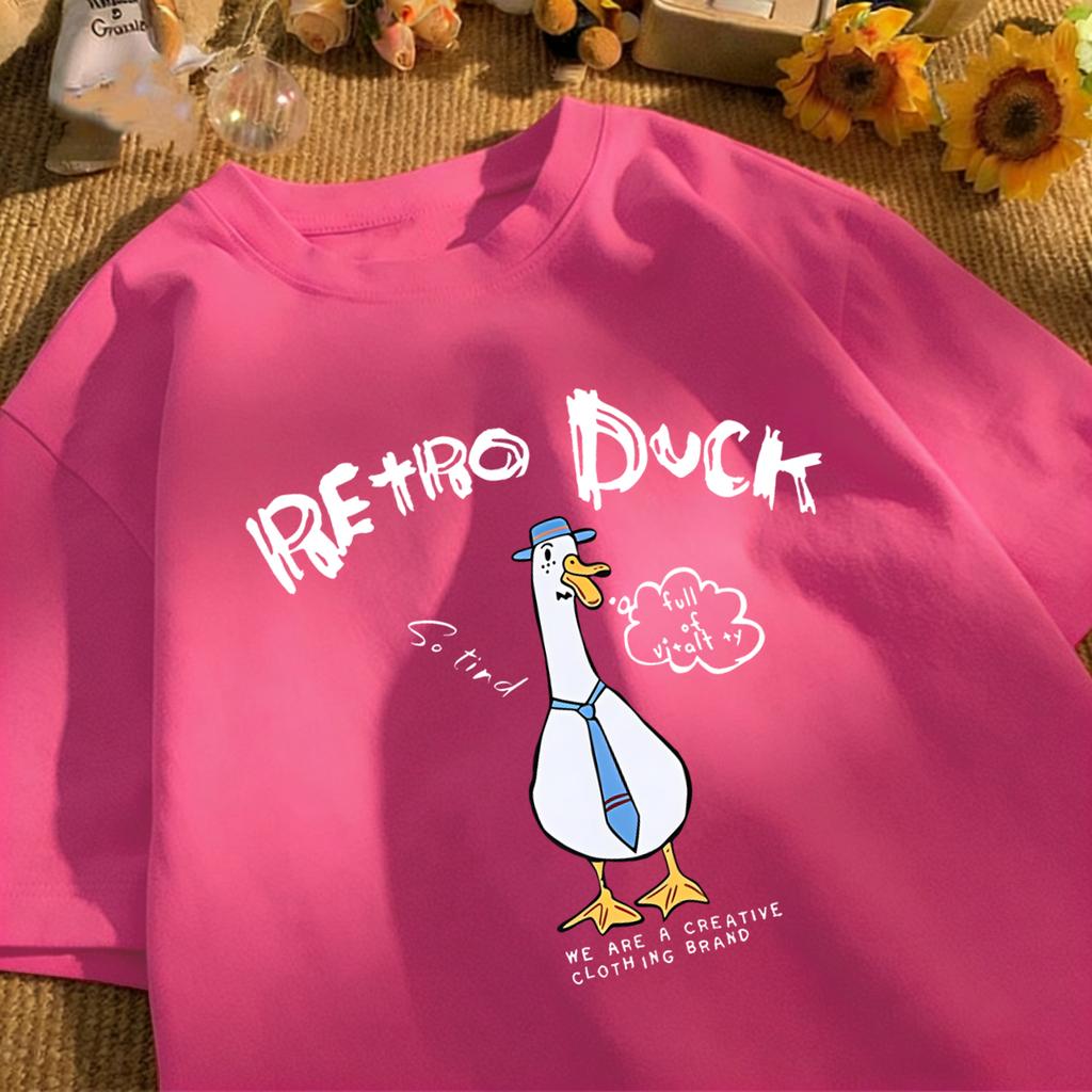 Retro Duck We Are A Creative T Shirt Unisex Summer All-Match Tee O-Neck Fashion Short Sleeve Cotton Loose Unisex Colour T-Shirts
