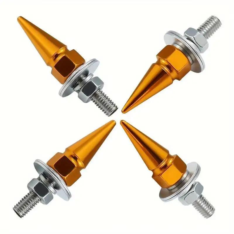 1/4pcs M6 License Plate Fixing Plate Screw M6 Threaded Pointed Aluminum Alloy Fasteners Colorful Universal Car Styling Gasket