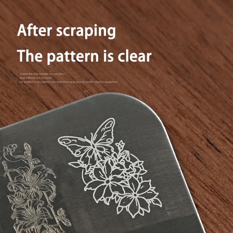 Multifunctional Manicure Tool Kit Various Small Stamping Plates For Nail Art Transfer Butterfly Designs Stainless Steel Template