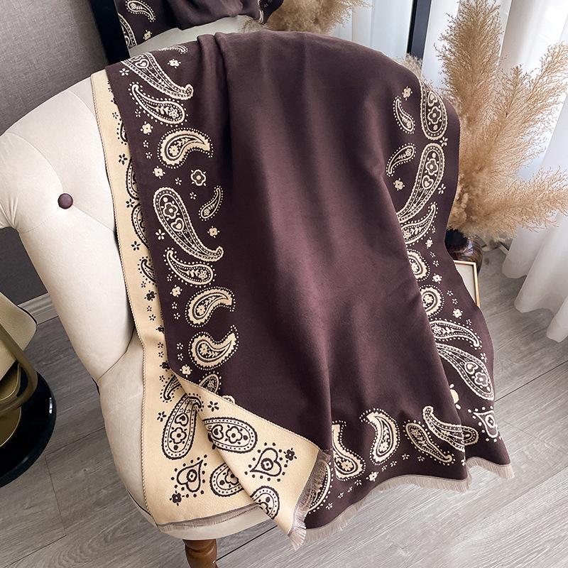 High-End Cashew Nut Retro Foreign Style Imitation Cashmere Scarf Women'S Cold And Warm Shawl Scarf