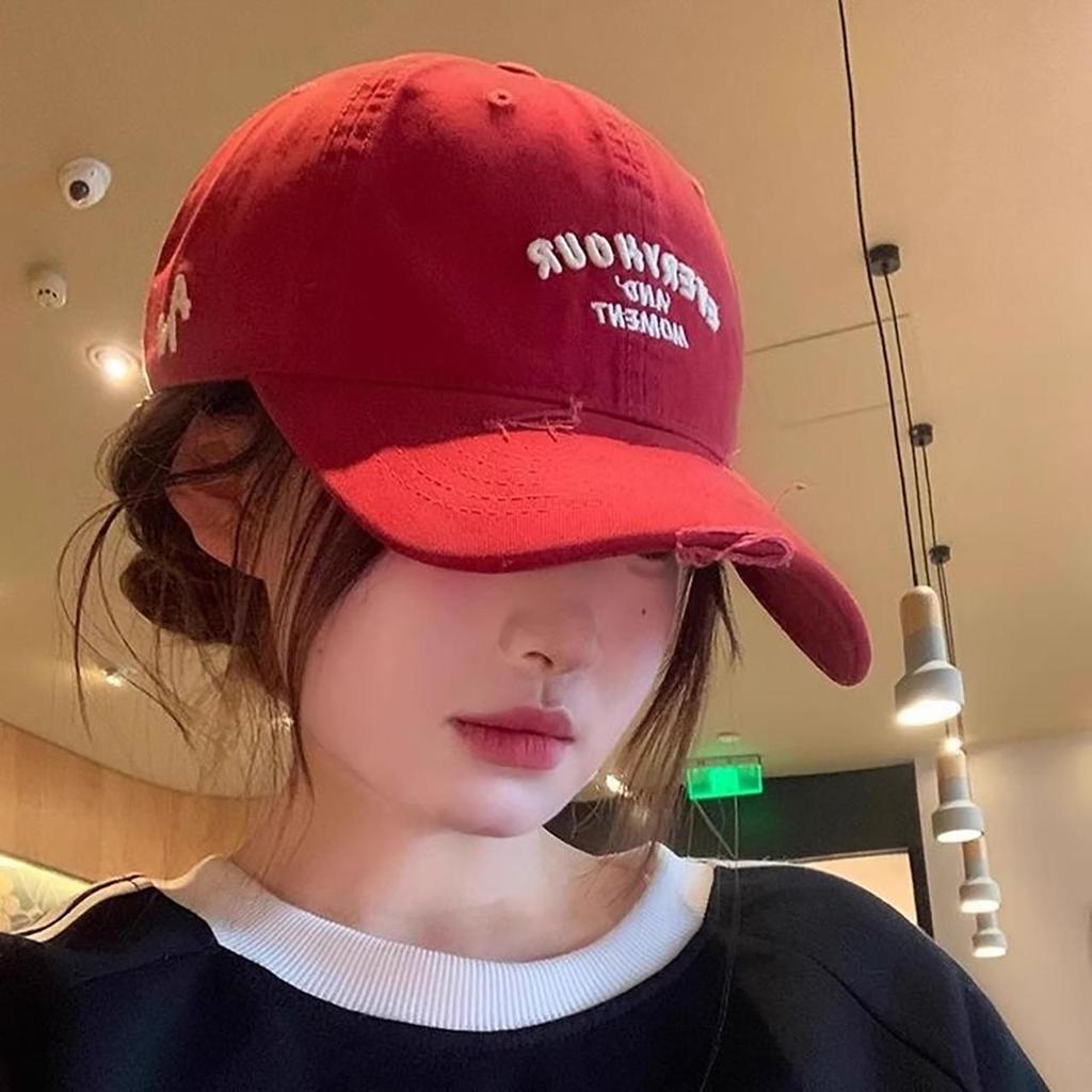 Women Punk Letters Baseball Cap Vintage Embroidery Cotton Snapback Peaked Sun Hats Outdoor Sports Golf Travel Sunscreen Hat