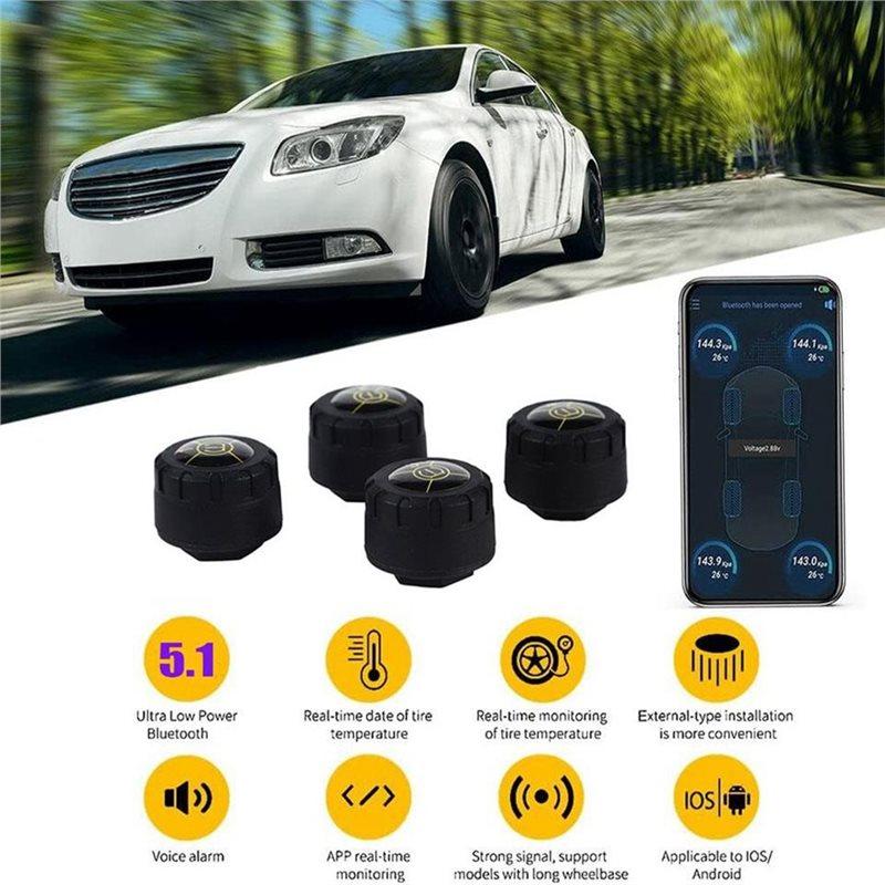 Für Android/Für iOS Kompatibel 4 Externe Motorrad TPMS Bluetooth 5.1 Reifendrucküberwachungssensoren