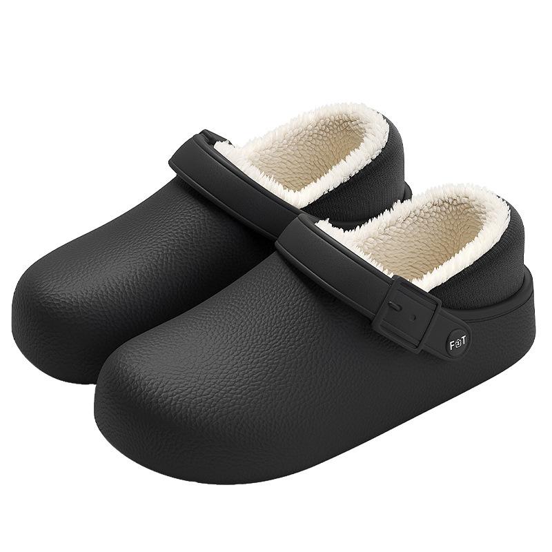 Pantoufles en coton imperméables sac d'hiver et nouvelles chaussures d'intérieur épaisses antidérapantes en velours de coton pour l'extérieur