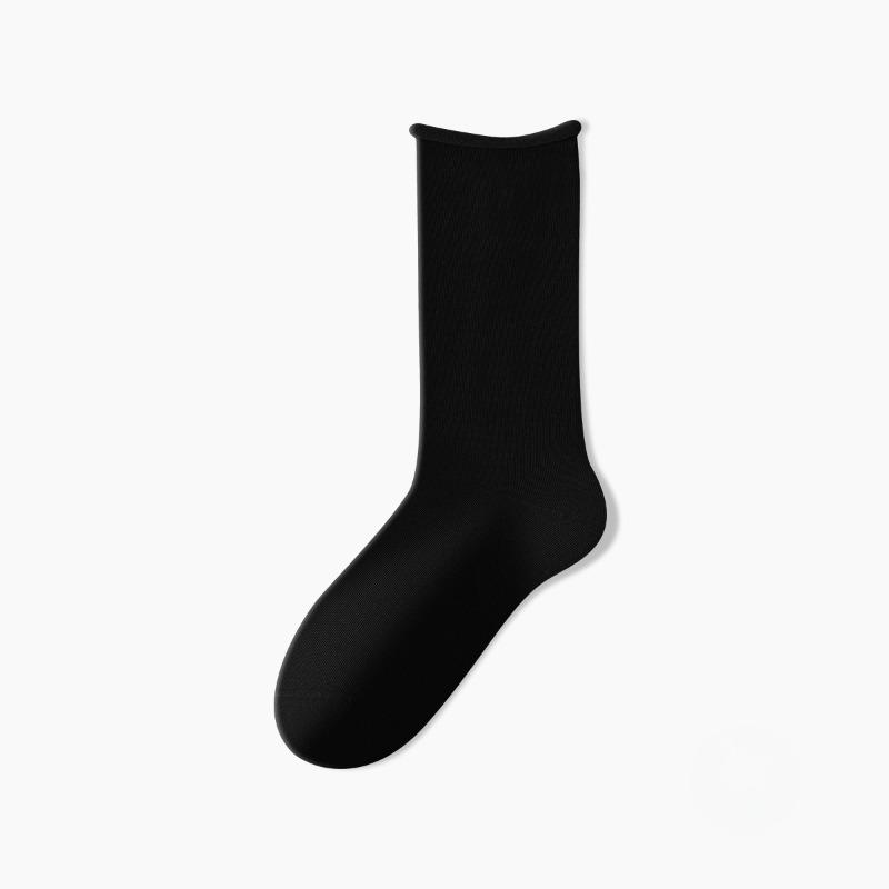 Female Spring and Autumn Pure Cotton Rolling Edge Sweat Absorbent Breathable Boneless Month In The Tube Pile Socks
