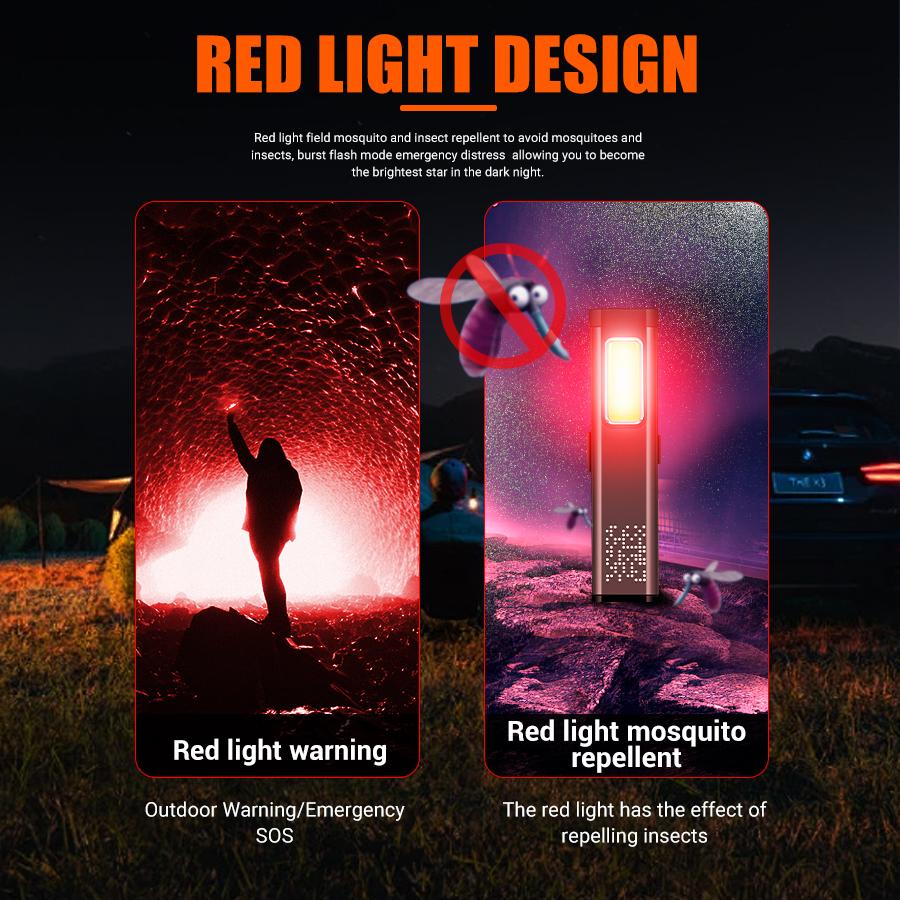 Powerful XPE Flashlight Rechargeable Pocket Flashlight COB Floodlight Emergency Red and Blue Light Torch Portable Pen Clip Lamp