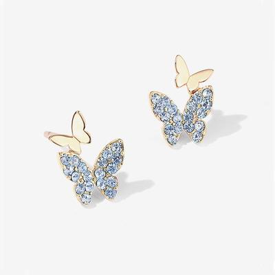 Korean Blue Butterfly No-Pierce Fairy Ear Clip Earrings