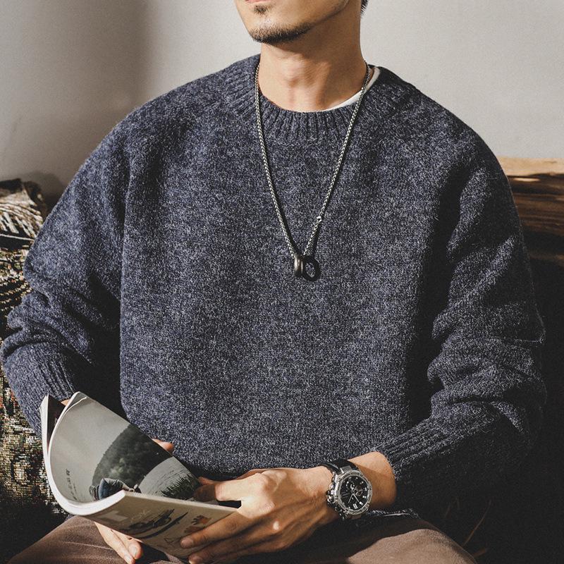 Klassischer Retro-Winterpullover für Herren - Lässiger lockerer Rundhals-Strick, Große Größen erhältlich