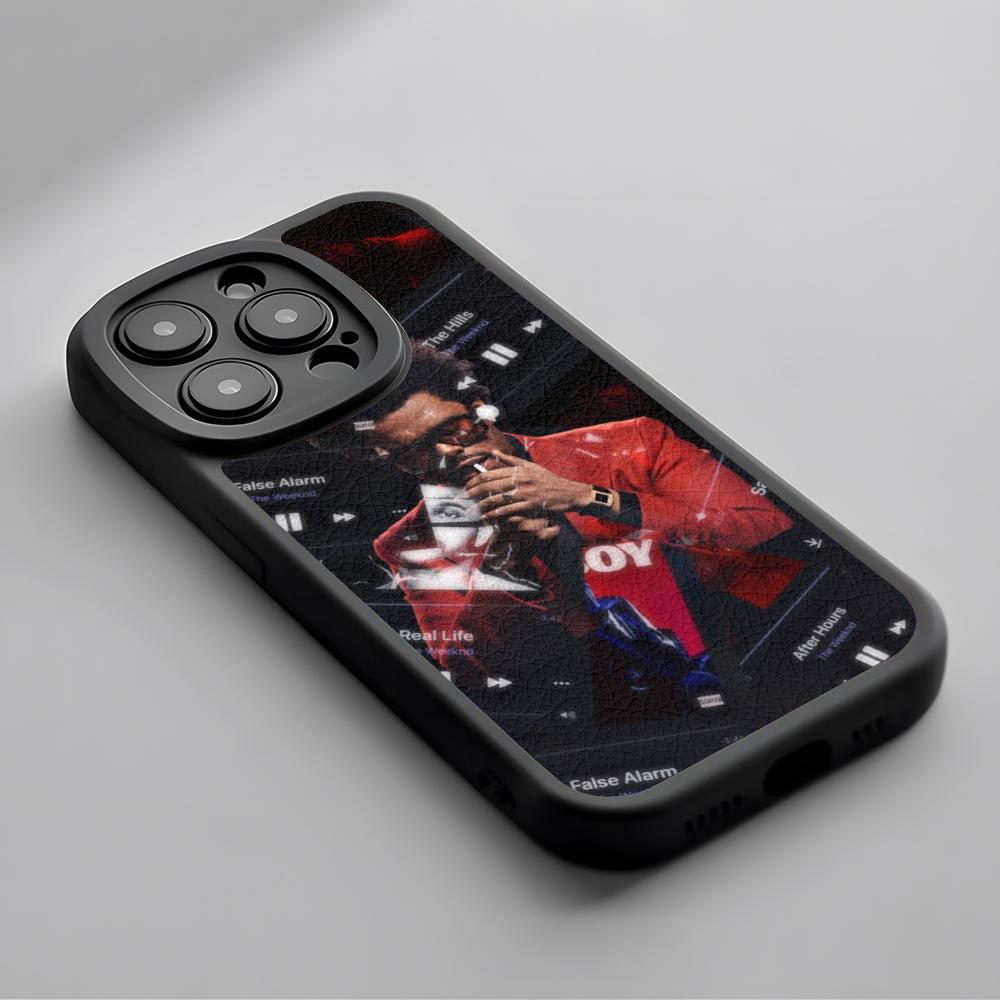 Fashion Cool Weeknd Poster Singer Phone Case For iPhone 16 15 14 13 12 11 Plus Pro Max Lambskin Silicone Cover Black