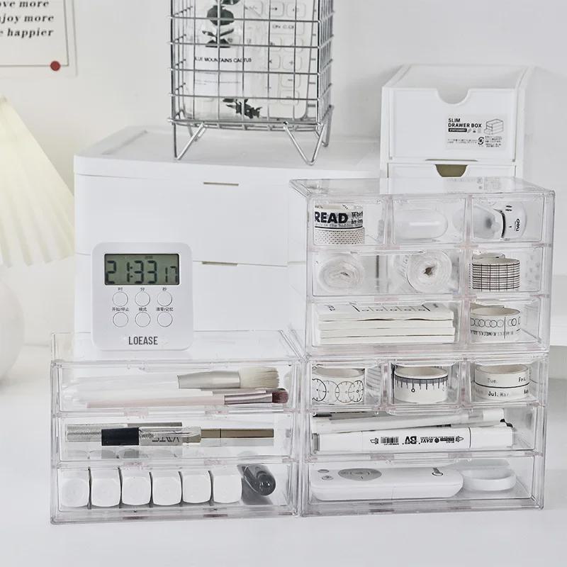 7-Grid Dustproof Transparent Drawer for Stationery, Jewelry, and Cosmetics