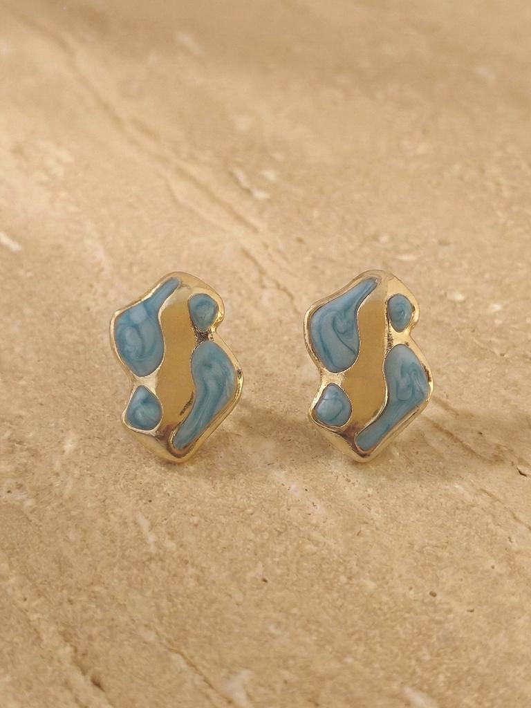 Vintage Gold Earrings For Women Cute Geometric Gold Plated Stainless Steel Trendy Colorful Summer Starfish Stud Earrings