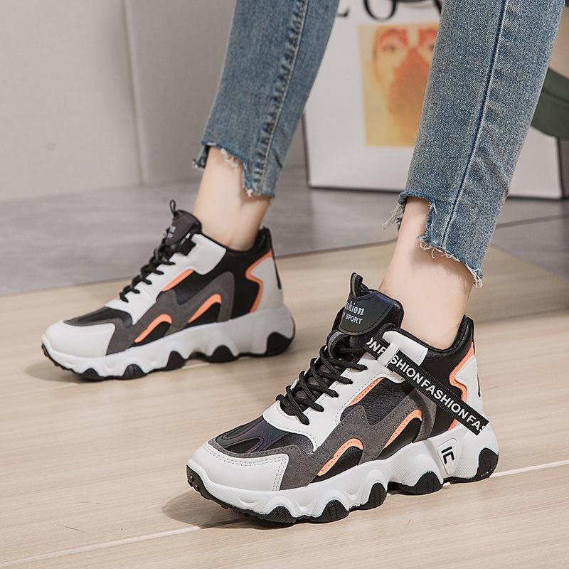 Korean Version of High-top Dad Shoes Women's Versatile Non-slip Women's Shoes New 2025 Spring and Autumn Explosion Increase Sports and Leisure Shoes