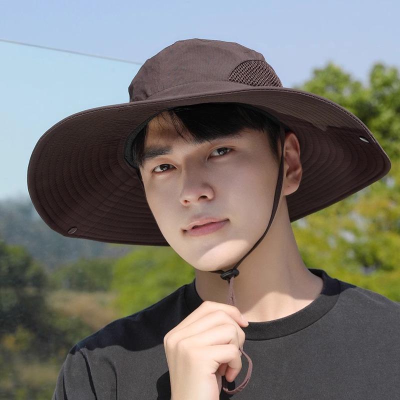 Men's Summer Sun Hat Outdoor Mountaineering UV Protection Sun Hat Fishing Hat Cover Full Face Quick Drying Bucket Hat