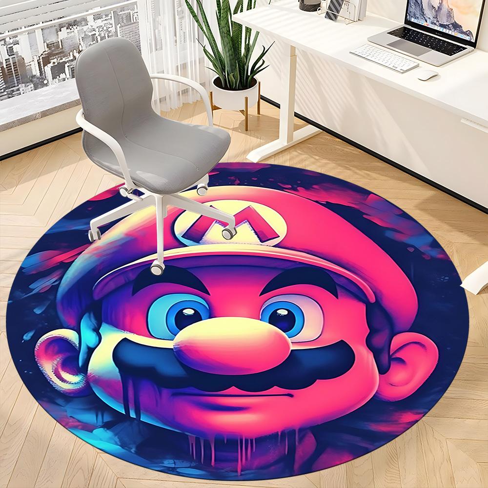1pcMario Office Round Area Rug, Indoor Mat Suitable For Office, Bedroom Living Room Home Decor, Room Deco, Offic a0928103